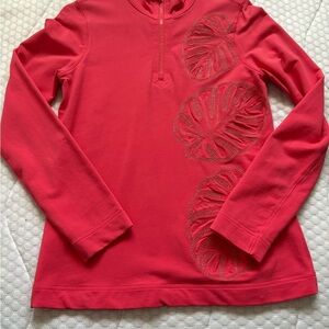Tommy Bahama Coral Sweatshirt with Leaf Design Sz S